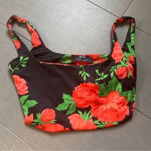 Bershka floral rose crop top